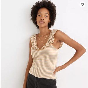 NWOT MADEWELL Belhaven Ruffle Sweater Tank in Stripe